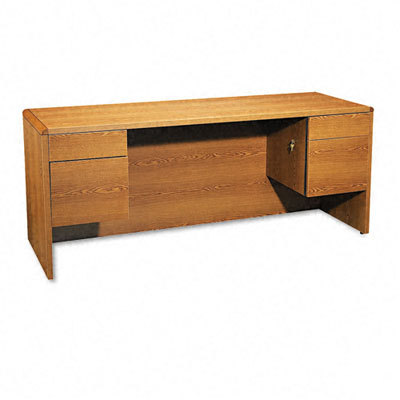 10600 3/4 ped kneespace credenza medium oak frame/top