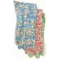 Ladies pvc dot gloves 100% cotton, floral mix print 702