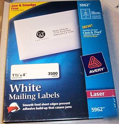 New avery 1-1/3X4 inch white mailing labels 3500 - 5962