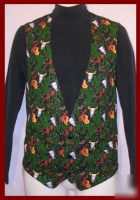 New chefwear waiter vest cactus cowboy hat skull one sz 