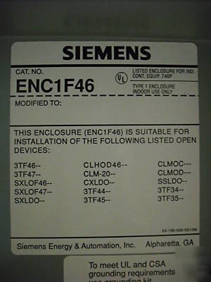 New siemens nema 1 enclosure, ENC1F46, in box