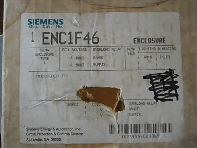 New siemens nema 1 enclosure, ENC1F46, in box