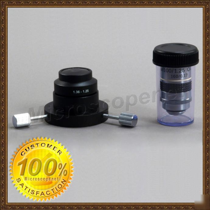 Oil darkfield condenser + 100X plan lens for microscope