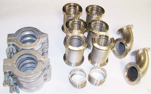 Lot mdc NW50 vacuum bellows+elbows+clamps+rings-24 pcs