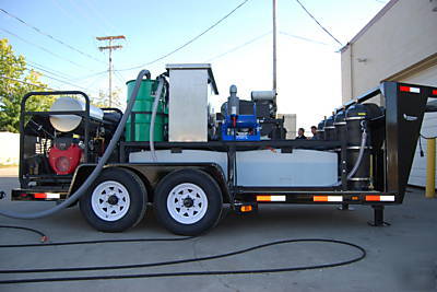 Trailer hot water pressure washer, washers with wash