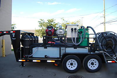 Trailer hot water pressure washer, washers with wash