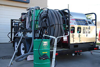Trailer hot water pressure washer, washers with wash