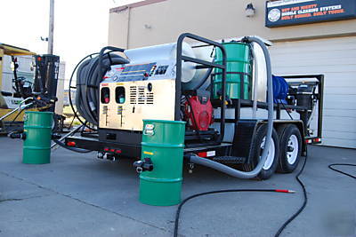 Trailer hot water pressure washer, washers with wash