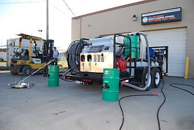 Trailer hot water pressure washer, washers with wash