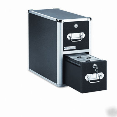 2 drawer cd file cabinet w/key lock, 330 discs, black