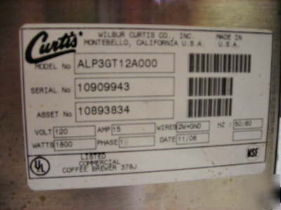 Curtis alphaâ„¢ G3 concourse series automatic brewer
