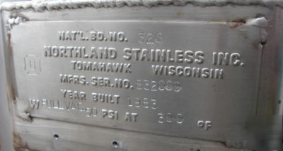 60 gallon northland stainless steel pressure tank