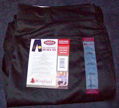Mens blk work pant w/ kneedz built in kneepads 42W 34L