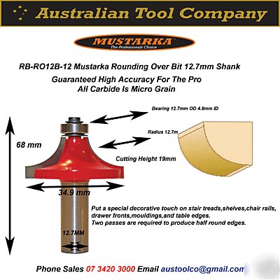 Router bit rounding over rb-RO12B-12 12.7MM radius