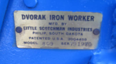 Used scotchman / dvorak model 809 40 ton ironworker