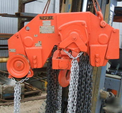 10 ton ultra-low headroom manual chain hoist by beebe 