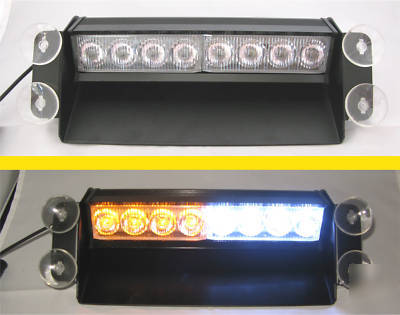 8LED windscreen dashboard hi power warning strobe light