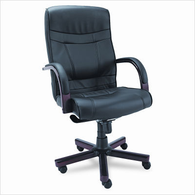 High back swivel/tilt leather chair black/mahogany