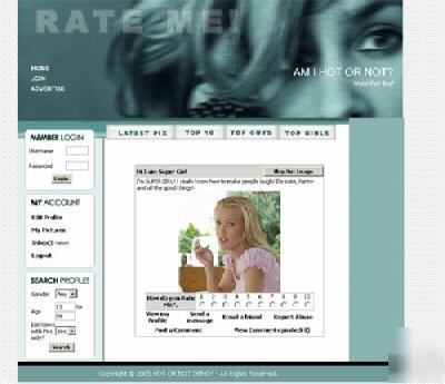 Image rating website for sale for business or fun 