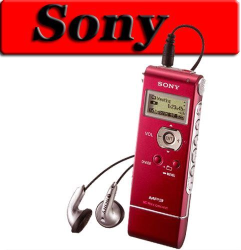 Sony icd-UX71 digital recorder-MP3 player w/287HRS red 