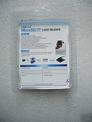 Usb microsd tf card reader super slim blue led *usa