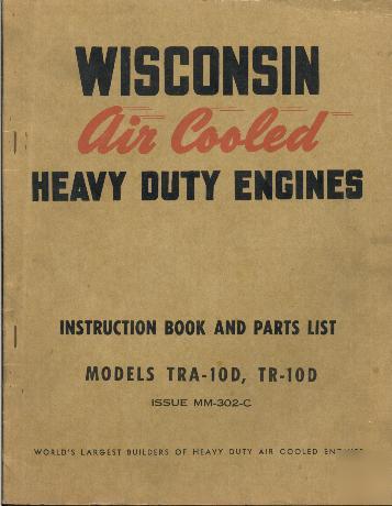 Wisconsin engine instruct parts manual tra-10D tr-1OD