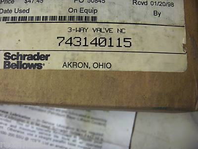  parker schrader bellows 3 way soleniod valve 120 v