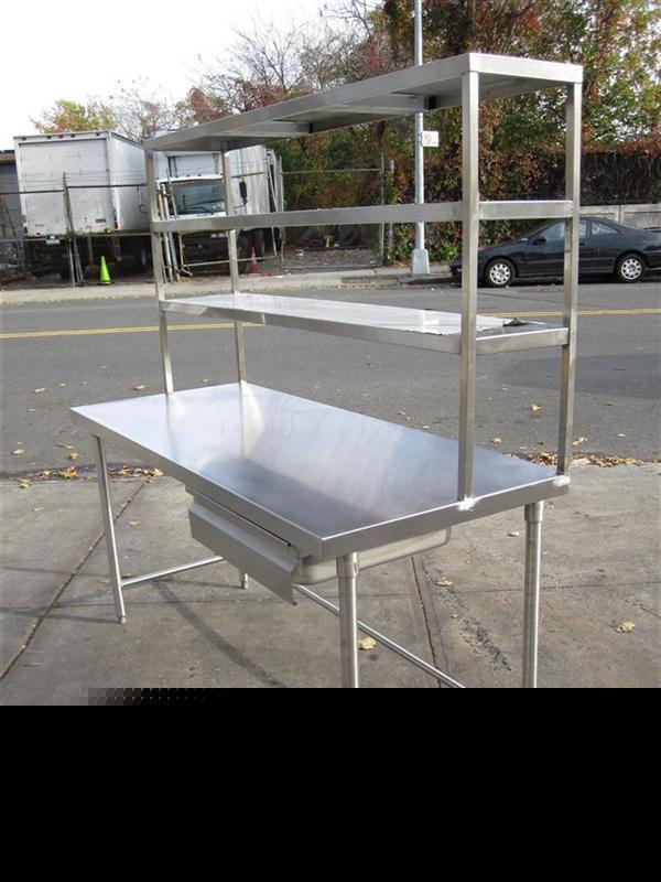 New custom stainless steel table with shelfs and draw 
