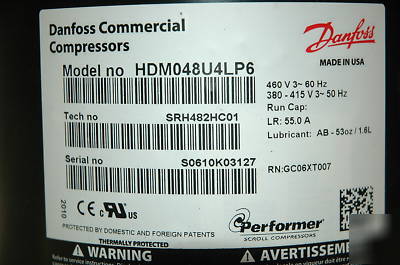 New danfoss scroll ac cooling compressor HDM048U4LP6 