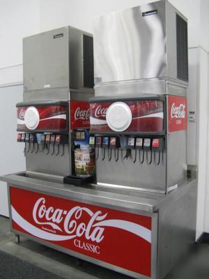 2 soda fountain dispensing coke machine with ice maker