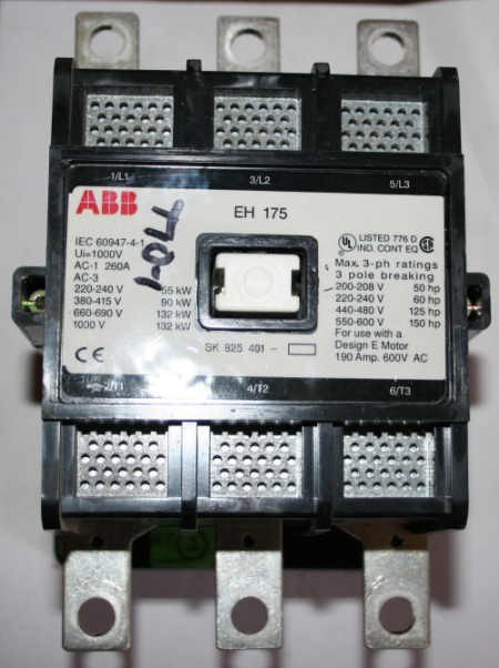 Abb eh-175 contactor 150HP 600V 3-phase EH175C-*l EH175
