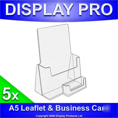 5 x A5 leaflet holders business card display dispensers
