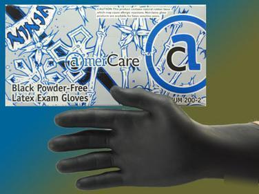 Black ninja pf latex medical exam gloves sz. x-s*** 