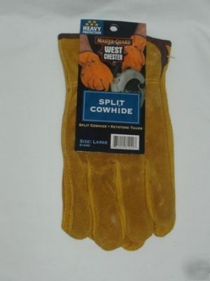 New men's split cowhide work gloves- large - brand 