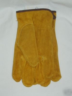 New men's split cowhide work gloves- large - brand 