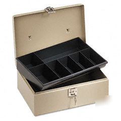 Pm company 04963 lockn latch steel cash box, pebble bei