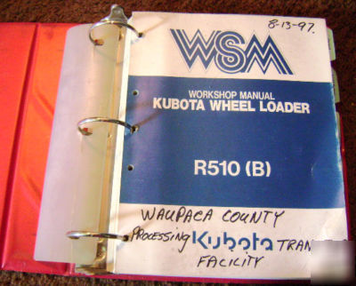 Kubota R510 (b) wheel loader workshop repair manual