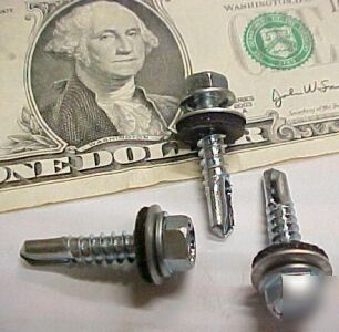 100 self drilling hex head screws, neoprene washers tek