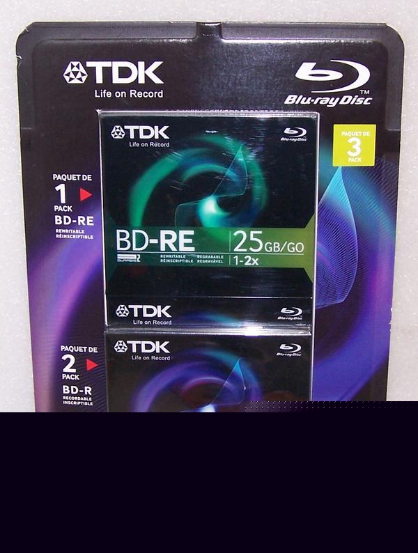 3-pack tdk blu-ray discs bd-re & bd-r 25 gb/go