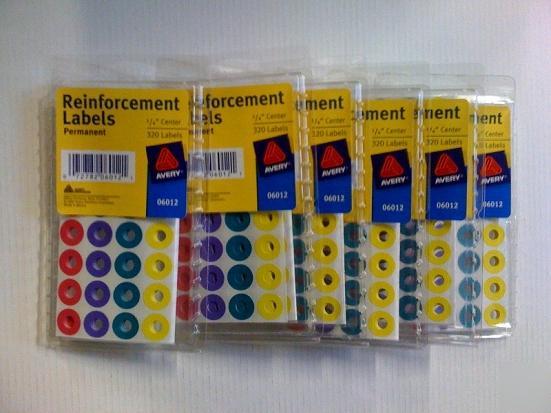 Avery reinforcement labels permanent 06012 case lot