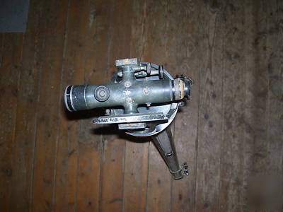 Gurley transit with box, tripod, and stick