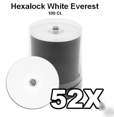Hexalock cd-rx media, white everest , 100-disc spindle