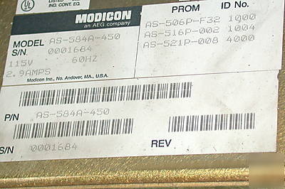 Modicon control module model as-584A-450 with 3 cards
