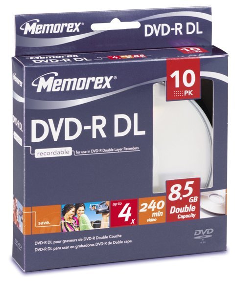 New memorex dvd-r 4X dl 10 pack spindle