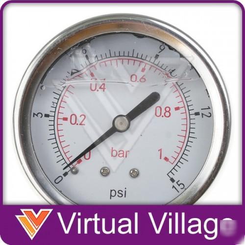 New pressure gauge 15 psi hydraulic meter measure water 