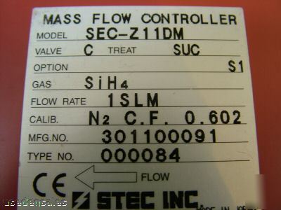 Stec sec-Z10D mfc mass flow controller lot of 6