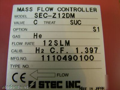Stec sec-Z10D mfc mass flow controller lot of 6