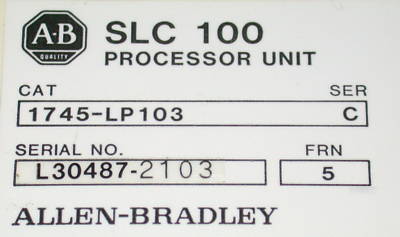 2 nice allen bradley slc 100 processor units 1745-LP103