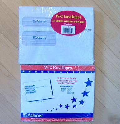 Adams w-2 double window security envelopes 50 count