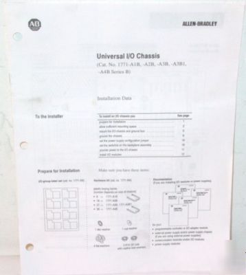 Allen bradley 1771 A1B A2B A3B A3B1 A4B chassis manual